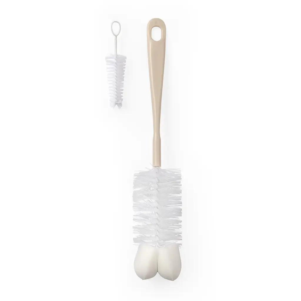 BABYONO Kefa na dojčenské fľaše s mini kefkou Beige