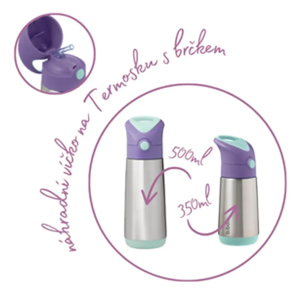 B.BOX Náhradné viečko pre Termosku na pitie so slamkou - lilac pop