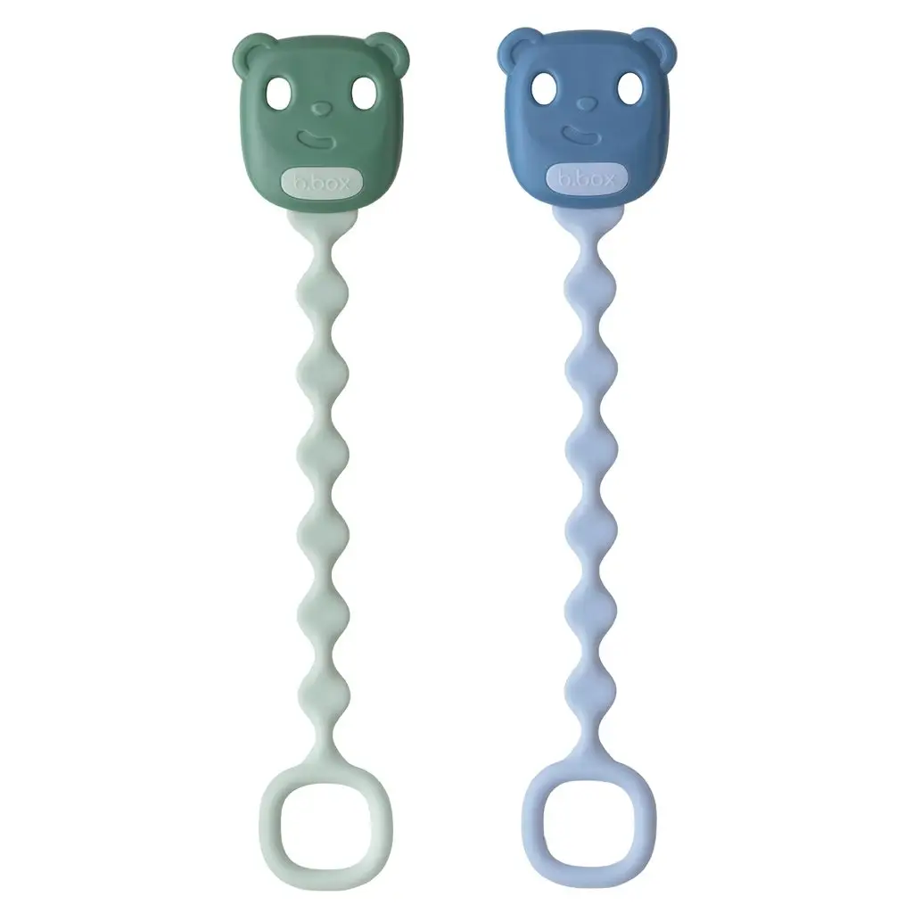 B.BOX Silikónový klip na cumlík, 2 ks - green/blue