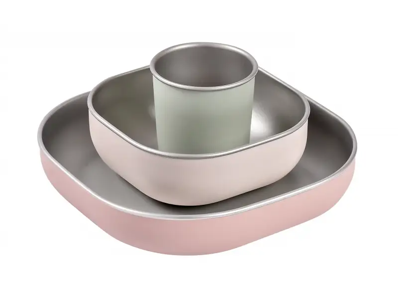 Beaba Jedálenská sada nerez 3-dielna Cotton Candy