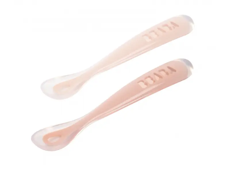 Beaba Prvé lyžičky silikónové 2 ks s puzdrom Cotton Candy