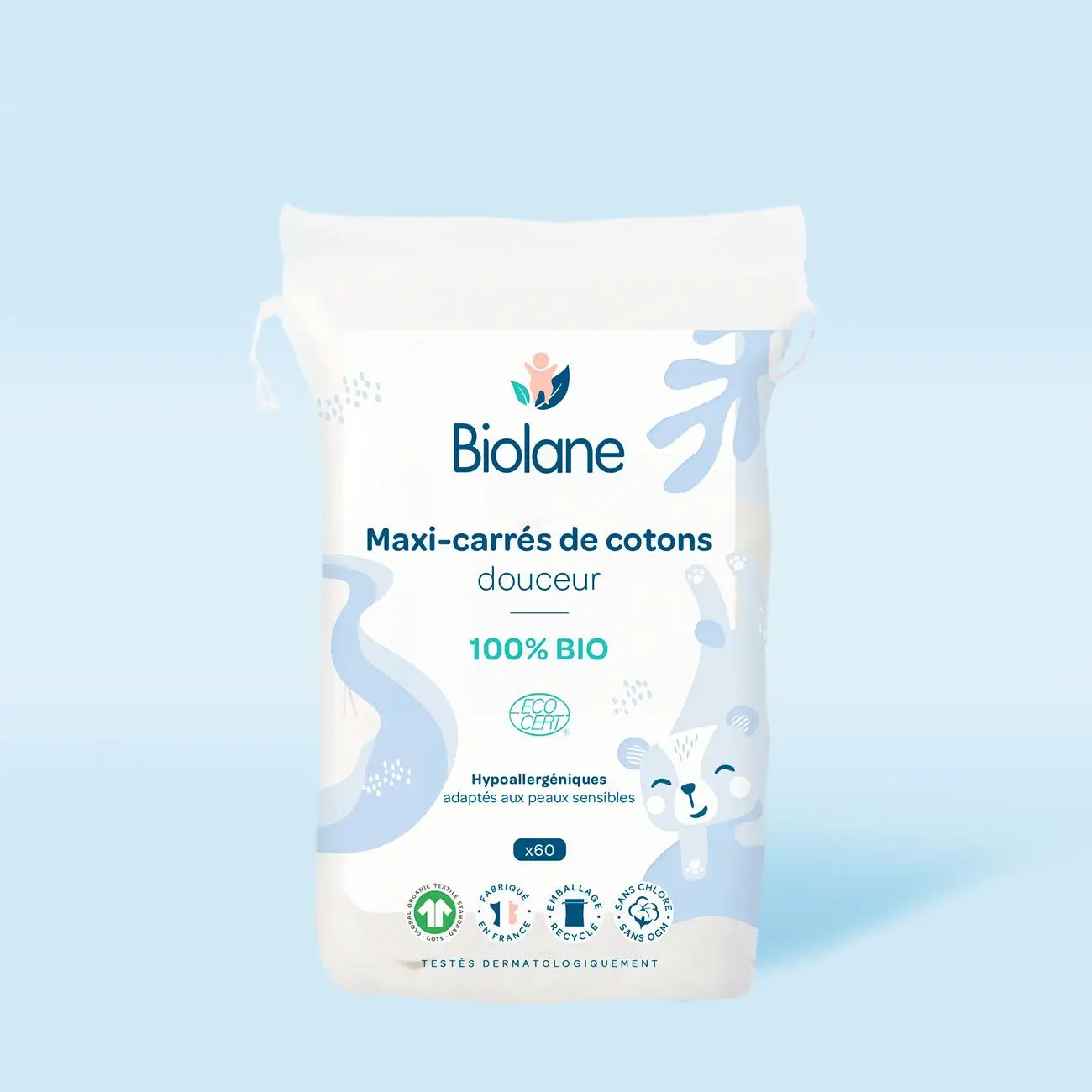 Bio hypoalergénne bavlnené čistiace maxi vankúšiky-60 kusov