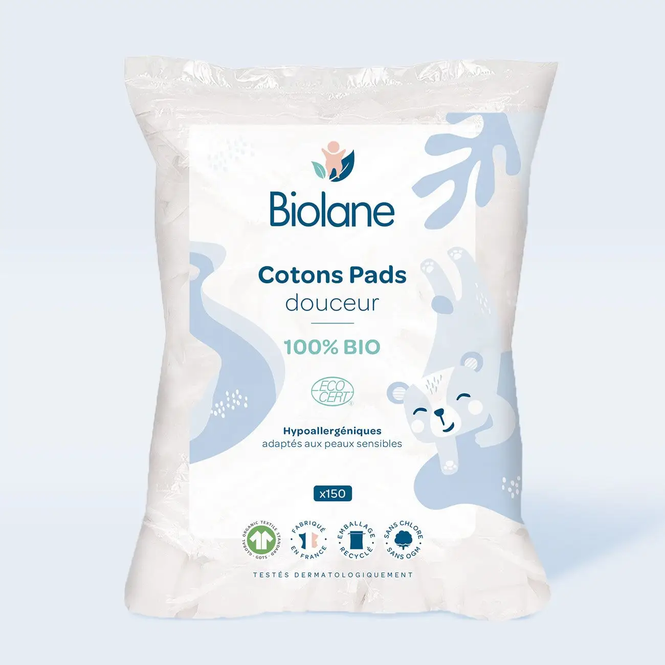 Biolane Bio hypoalergénne bavlnené čistiace vankúšiky-150 kusov