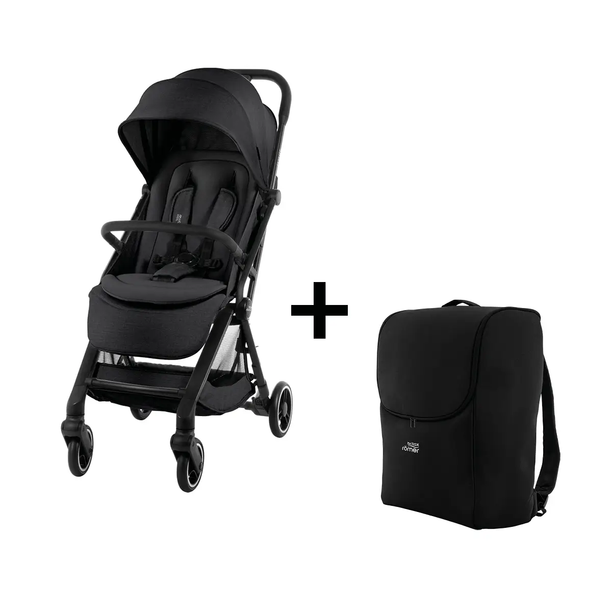 BRITAX Set Kočík FLYLITE + cestovná taška zadarmo, Carbon Black