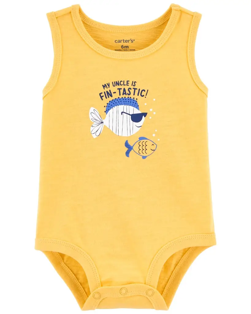 CARTER'S Body bez rukávov Yellow Fish chlapec 12m