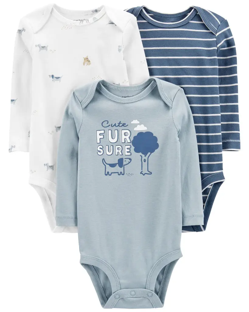 CARTERS Body dlhý rukáv Blue Dogs chlapec LBB 3ks 24m