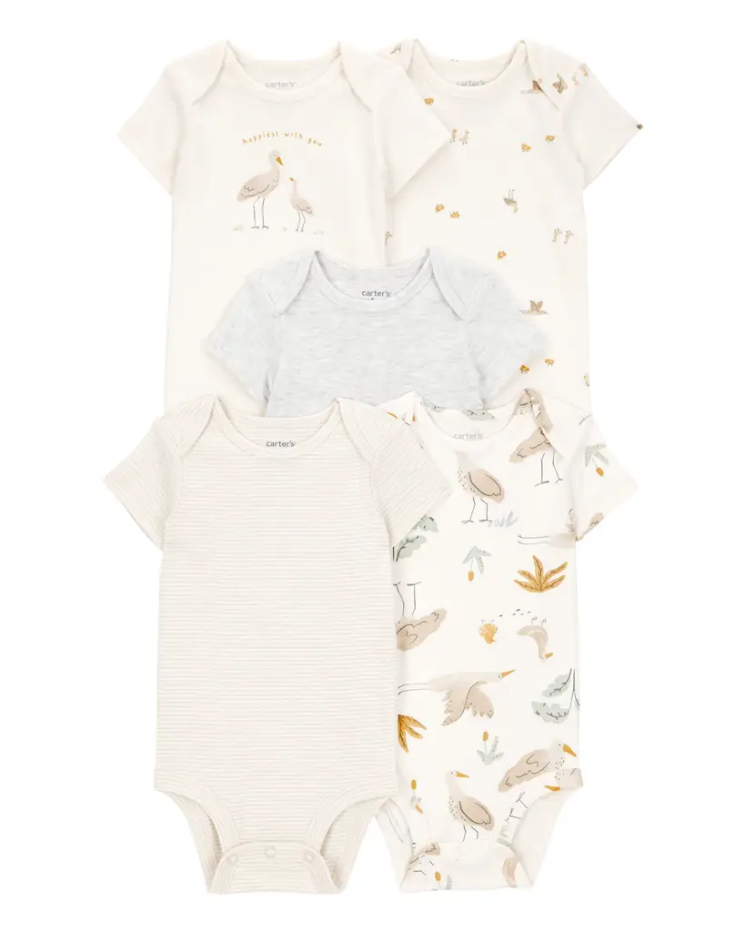 CARTER'S Body krátky rukáv Bird prints 5ks NB, veľ. 56