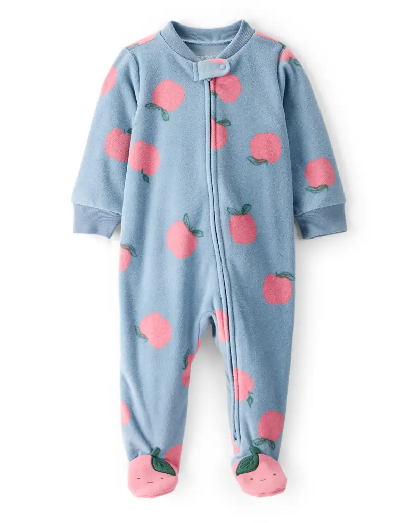 CARTER'S Overal na zips fleece Sleep & Play blue Apple dievča 3m/veľ.62