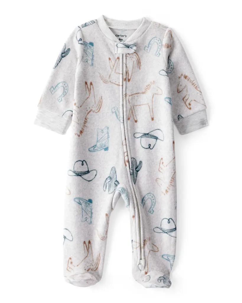 CARTER'S Overal na zips fleece Sleep & Play grey Cowboy chlapec 3m/ veľ.62