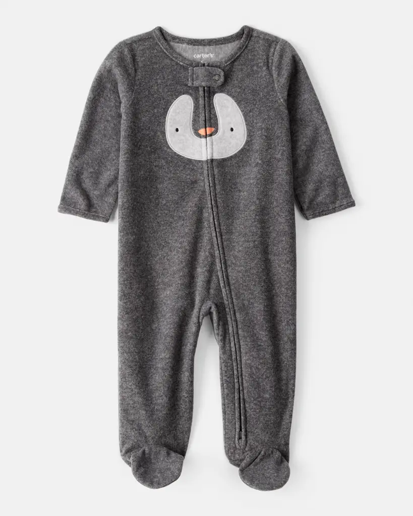 CARTER'S Overal na zips fleece Sleep & Play grey Penguin uni 6m/veľ.68