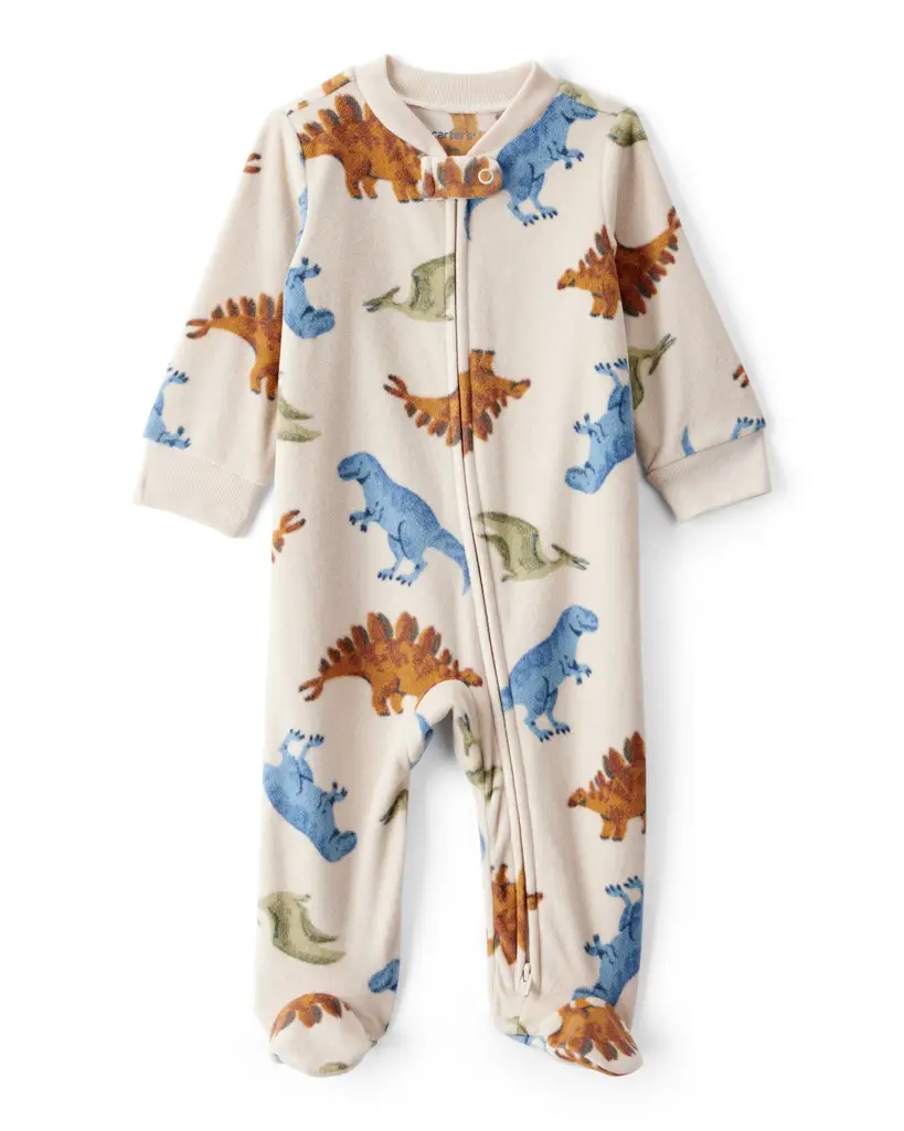 CARTER'S Overal na zips fleece Sleep & Play khaki Dino chlapec 3m/veľ.62