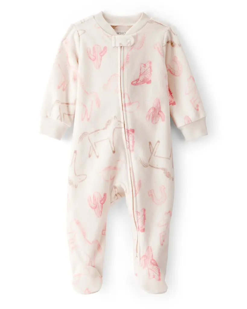 CARTER'S Overal na zips fleece Sleep & Play pink Cowgirl dievča 9m/veľ.74