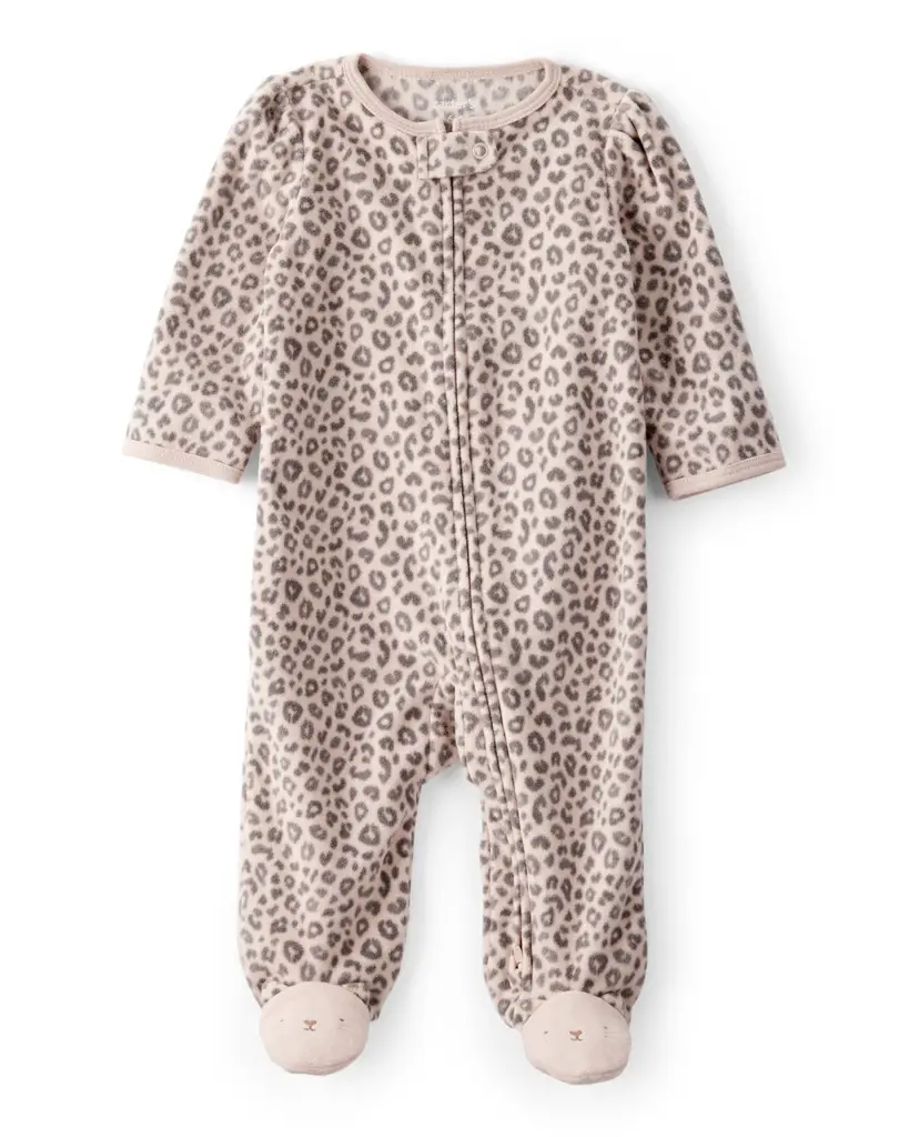 CARTER'S Overal na zip fleece Sleep & Play print Leopard dívka NB/vel.56