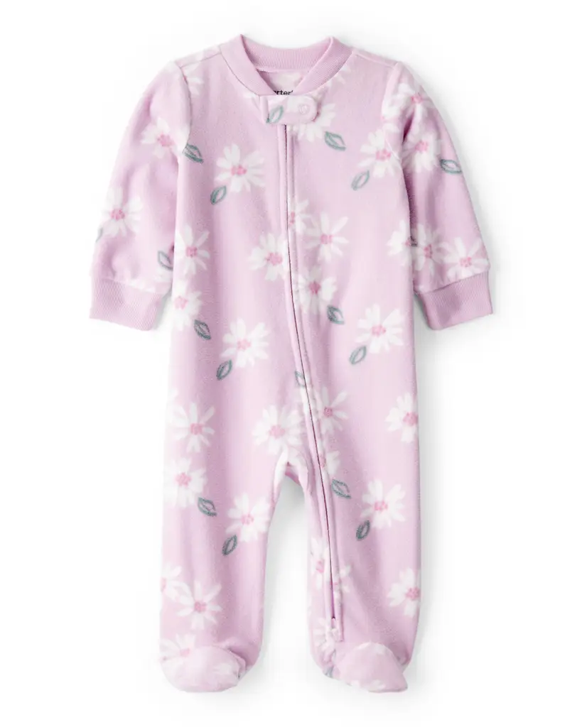 CARTER'S Overal na zips fleece Sleep & Play purple Floral dievča NB/veľ.56