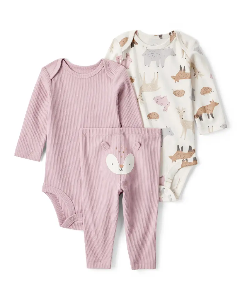 CARTER'S Set 3dielny body dl. rukáv 2 ks, nohavice pink Deer dievča 6m/veľ.68
