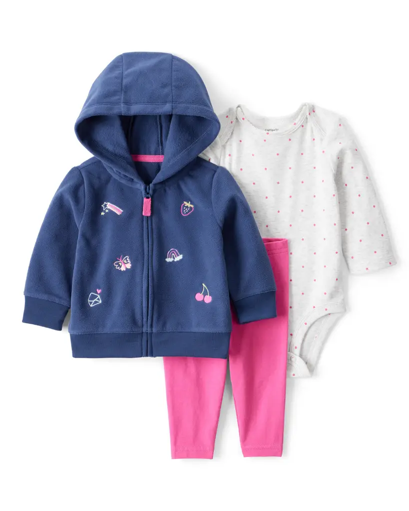CARTER'S Set 3dielny body dl. rukáv ,mikina,legíny blue LS dievča 3m/veľ.62