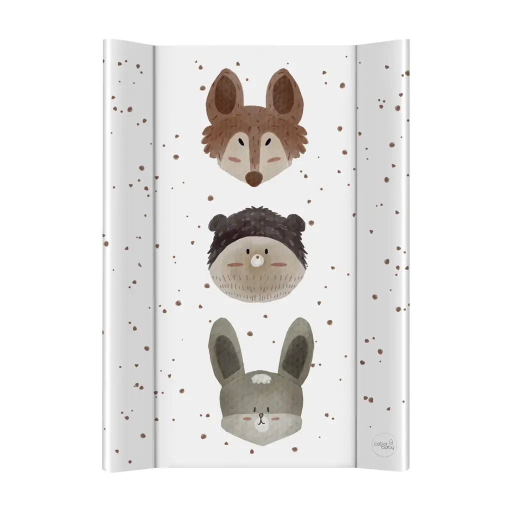 CEBA BABY Podložka prebaľovacia 2-hranná s pevnou doskou (50x70) Basic Cute Animals