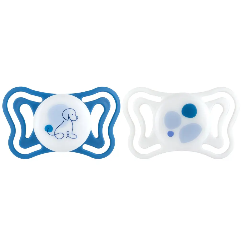 CHICCO Cumlíky Physioforma Light silikónové ortodontické modré 6-16m, 2 ks