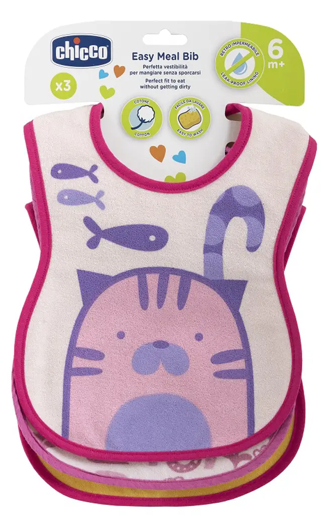 CHICCO Podbradník bavlnený nepremokavý- pink 2ks, 6m+