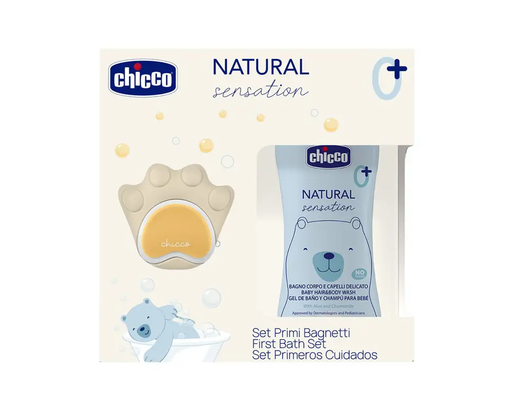 CHICCO Set darčekový kozmetický Natural Sensition + silikónová hubka na umývanie labka