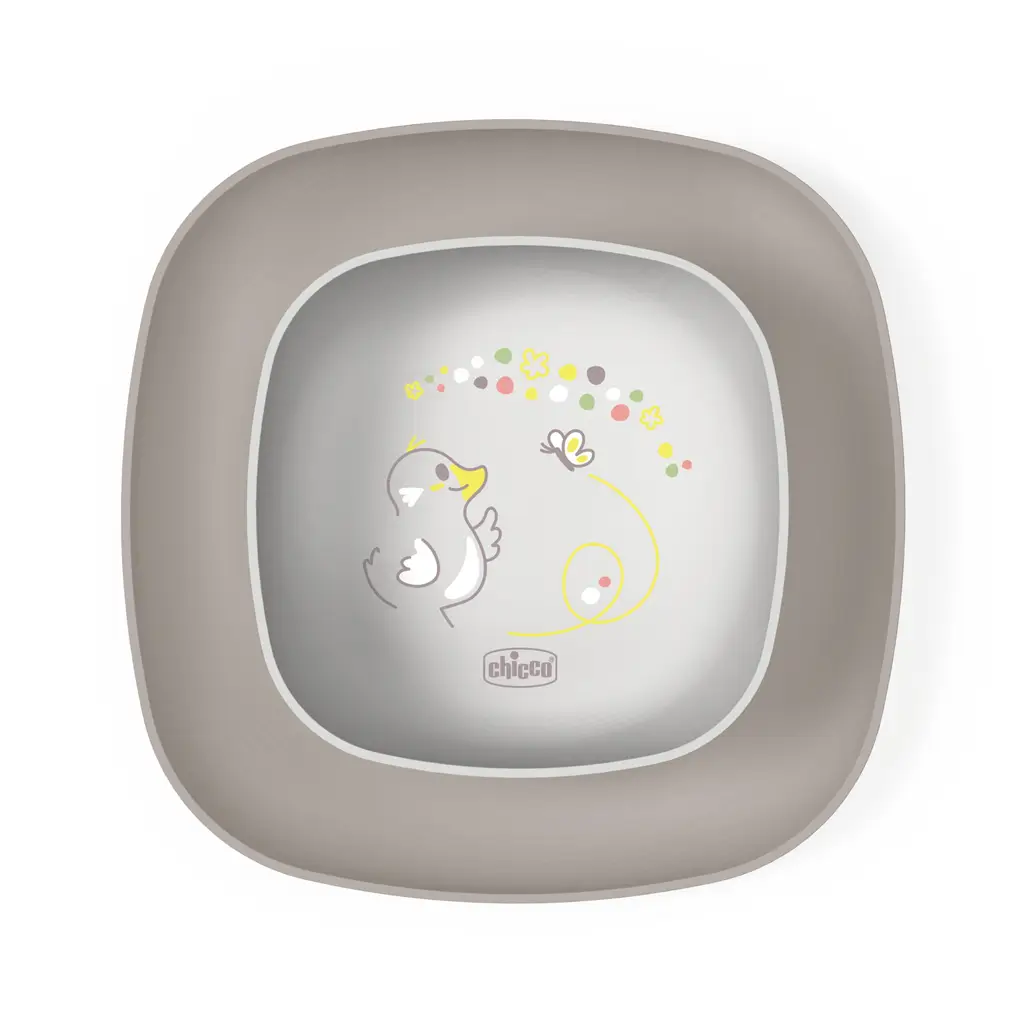 CHICCO Set jedálenský - miska a tanier grey 12m+