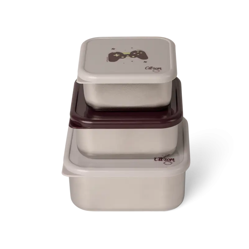 Citron Sada 3 stohovatelných boxů z nerezu - Cool Kid