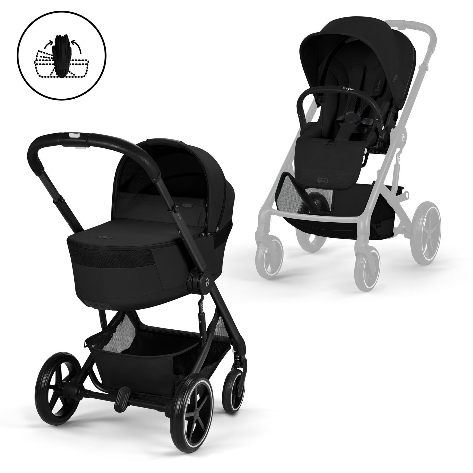 CYBEX BALIOS S LUX Kombinovaný kočík so skladacou vaničkou BLACK MOON BLACK 2026