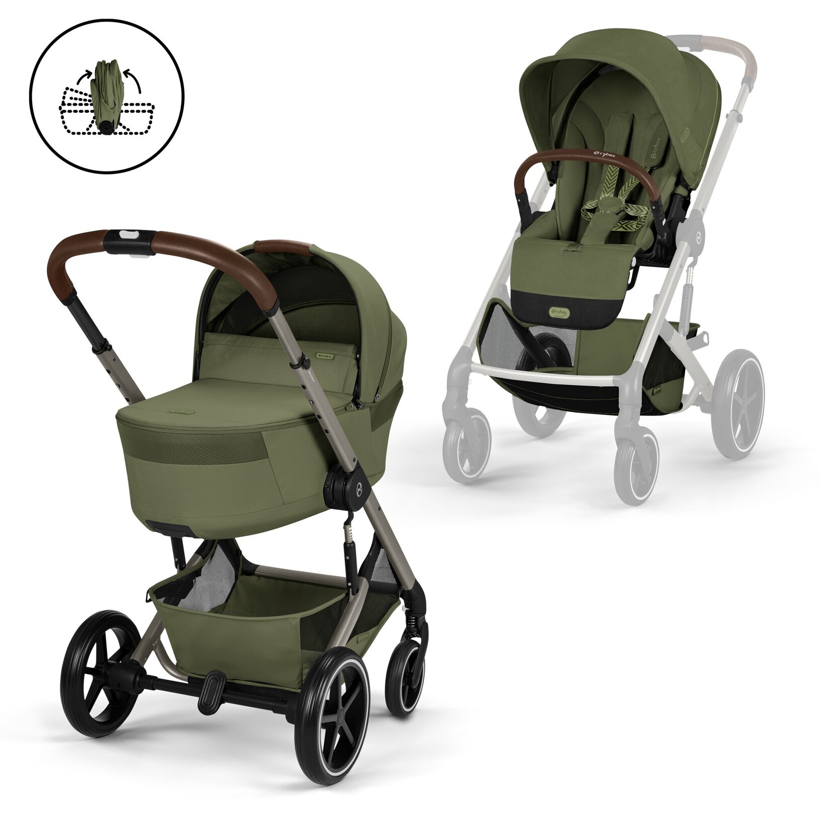 CYBEX BALIOS S LUX Kombinovaný kočík so skladacou vaničkou TAUPE MOSS GREEN 2026
