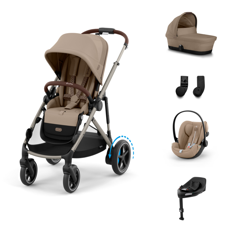 Cybex E-Gazelle S Kombinovaný kočík SET M -  Almond Beige - Taupe Rám