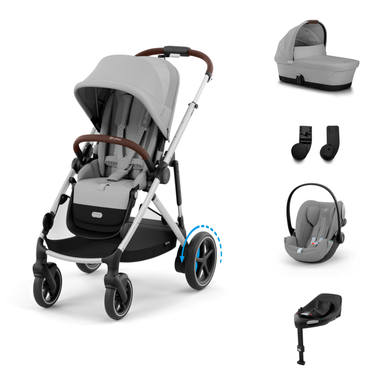 Cybex E-Gazelle S Kombinovaný kočík SET M -  Stone grey - Silver Rám