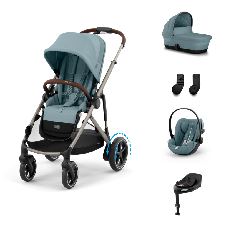 Cybex E-Gazelle S Kombinovaný kočík SET M -  Stormy Blue - Taupe Rám