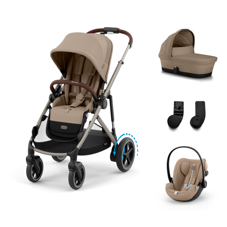 Cybex E-Gazelle S Kombinovaný kočík SET S -  Almond Beige - Taupe Rám