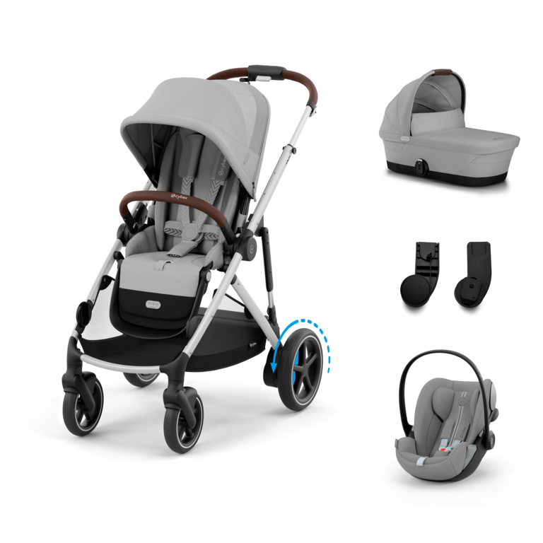 Cybex E-Gazelle S Kombinovaný kočík SET S -  Stone grey - Silver Rám