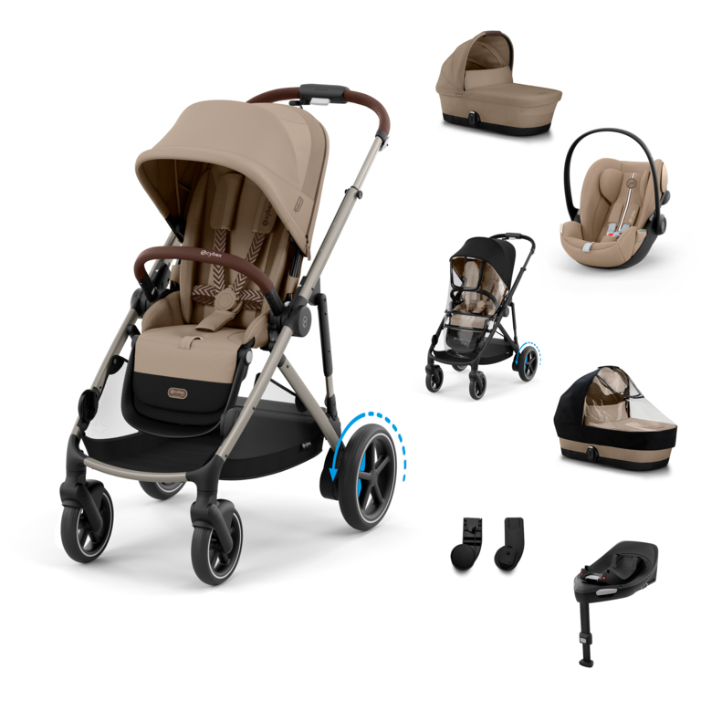 Cybex E-Gazelle S Kombinovaný kočík SET XL -  Almond Beige - Taupe Rám