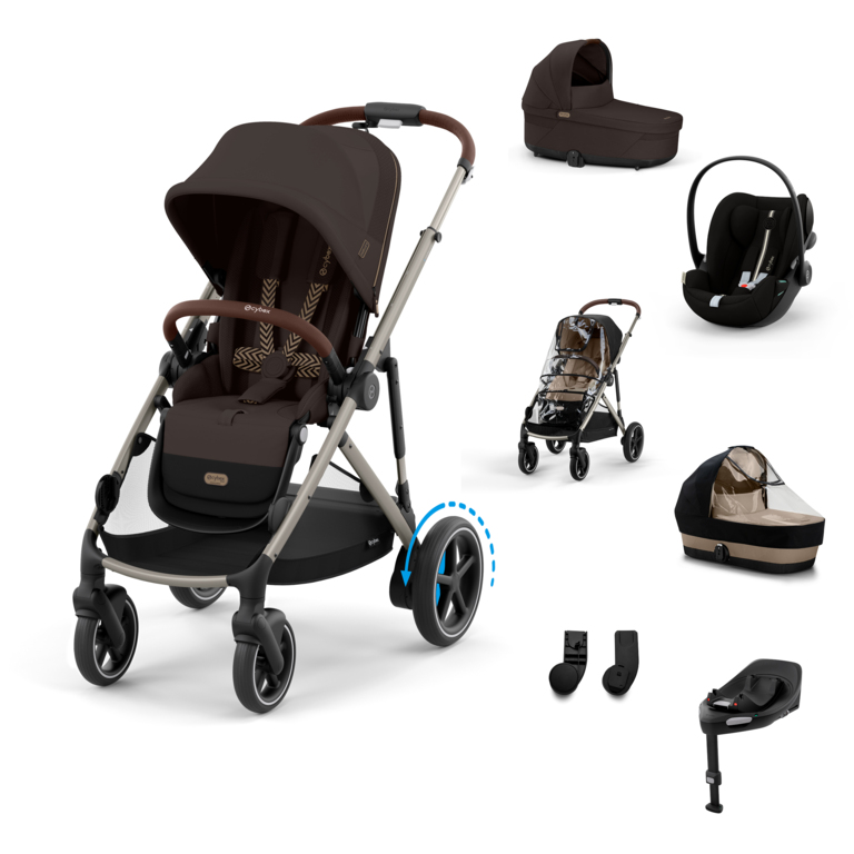 Cybex E-Gazelle S Kombinovaný kočík SET XL -  Chocolate Brown - Taupe Rám