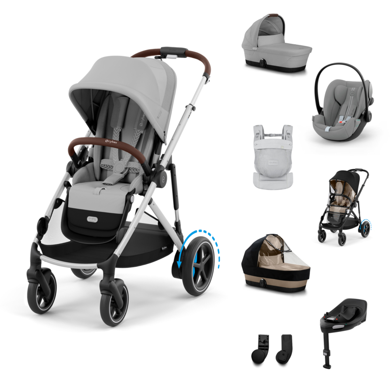 Cybex E-Gazelle S BUNDLE SET XL + nosič AMYA 2026 -  Stone grey - Silver Rám