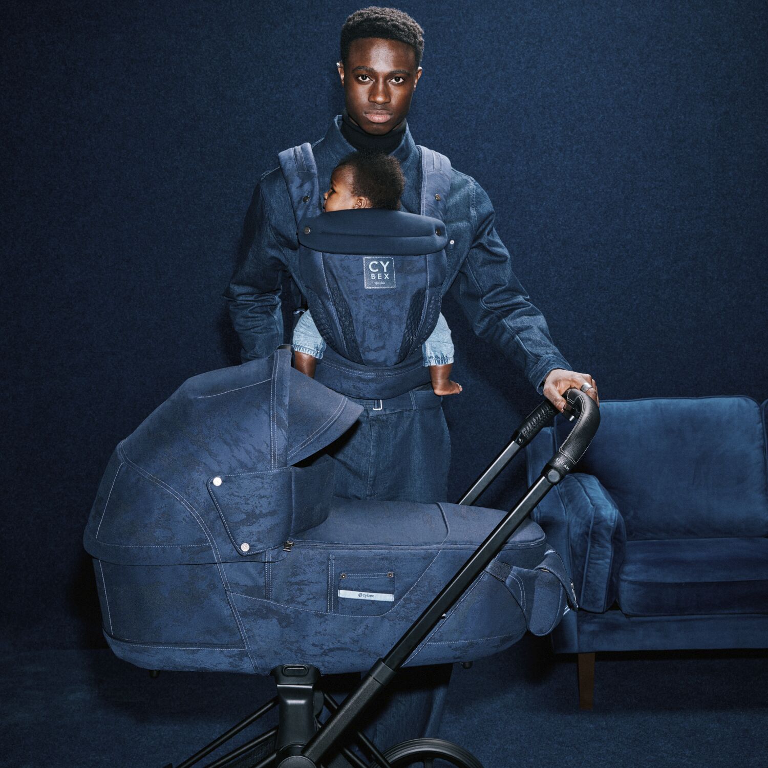 CYBEX PRIAM Lux Carry Cot Rebellious Luxury Denim Blue