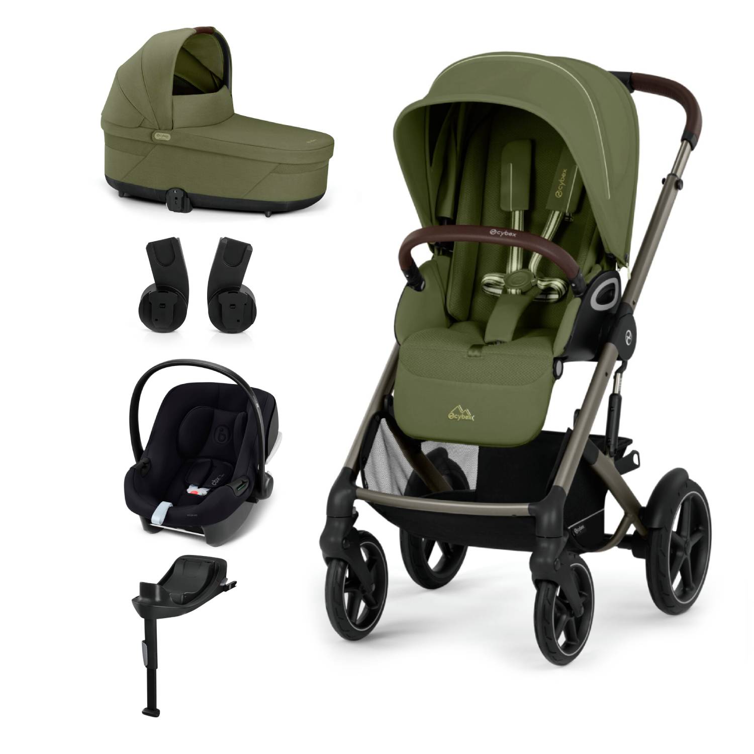 CYBEX Kombinovaný kočík TALOS S LUX Moss Green - taupe rám