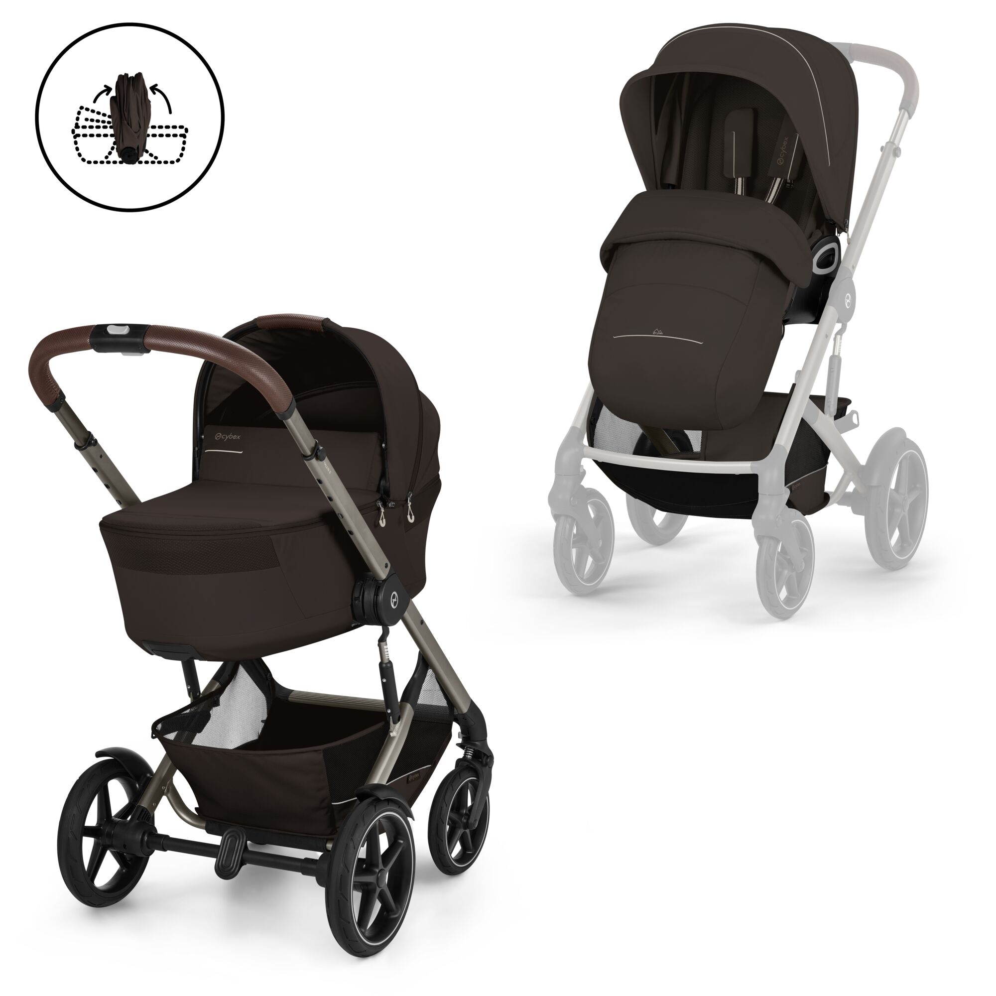 CYBEX TALOS S LUX Kombinovaný kočík so skladacou vaničkou TAUPE CHOCOLATE BROWN 2026