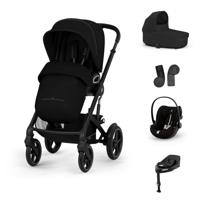 CYBEX Kombinovaný kočík TALOS S LUX SET M - Moon Black - black rám