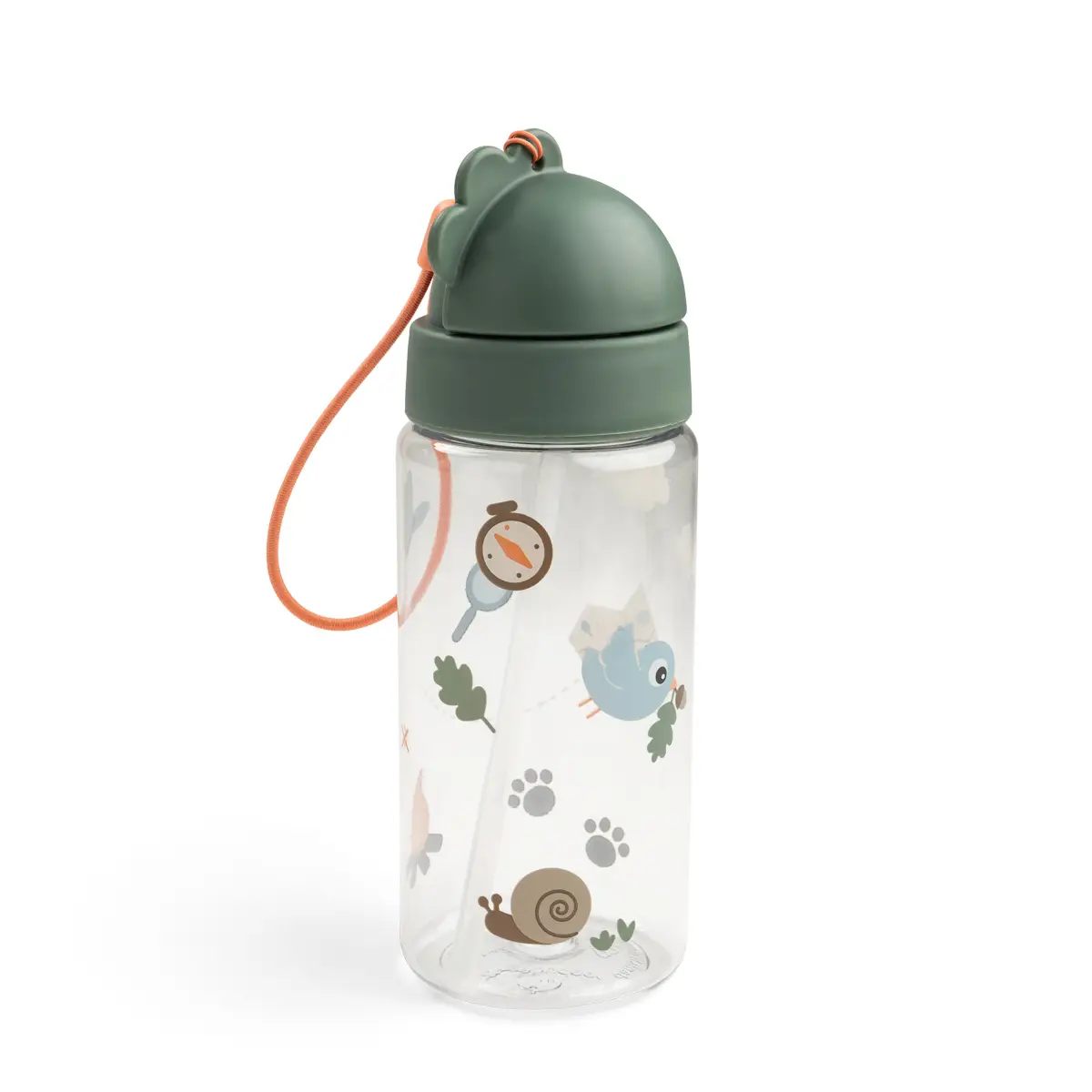 DONE BY DEER Detská fľaša so slamkou Tiny Trails 350 ml - zelená