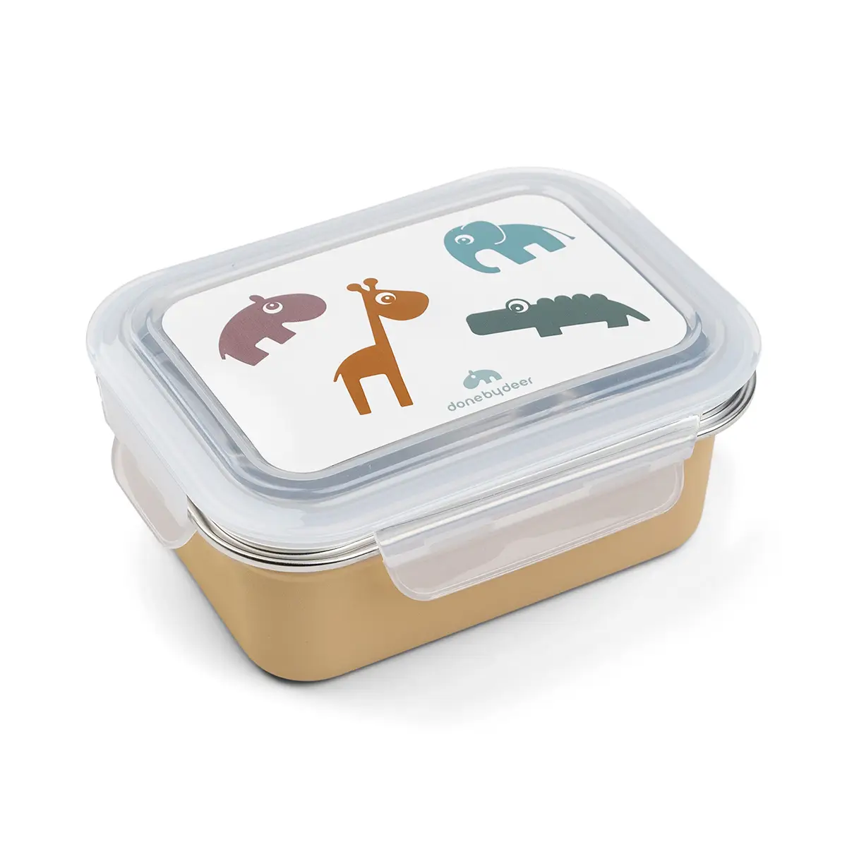 DONE BY DEER Dětský svačinový box Deer friends - hořčicový