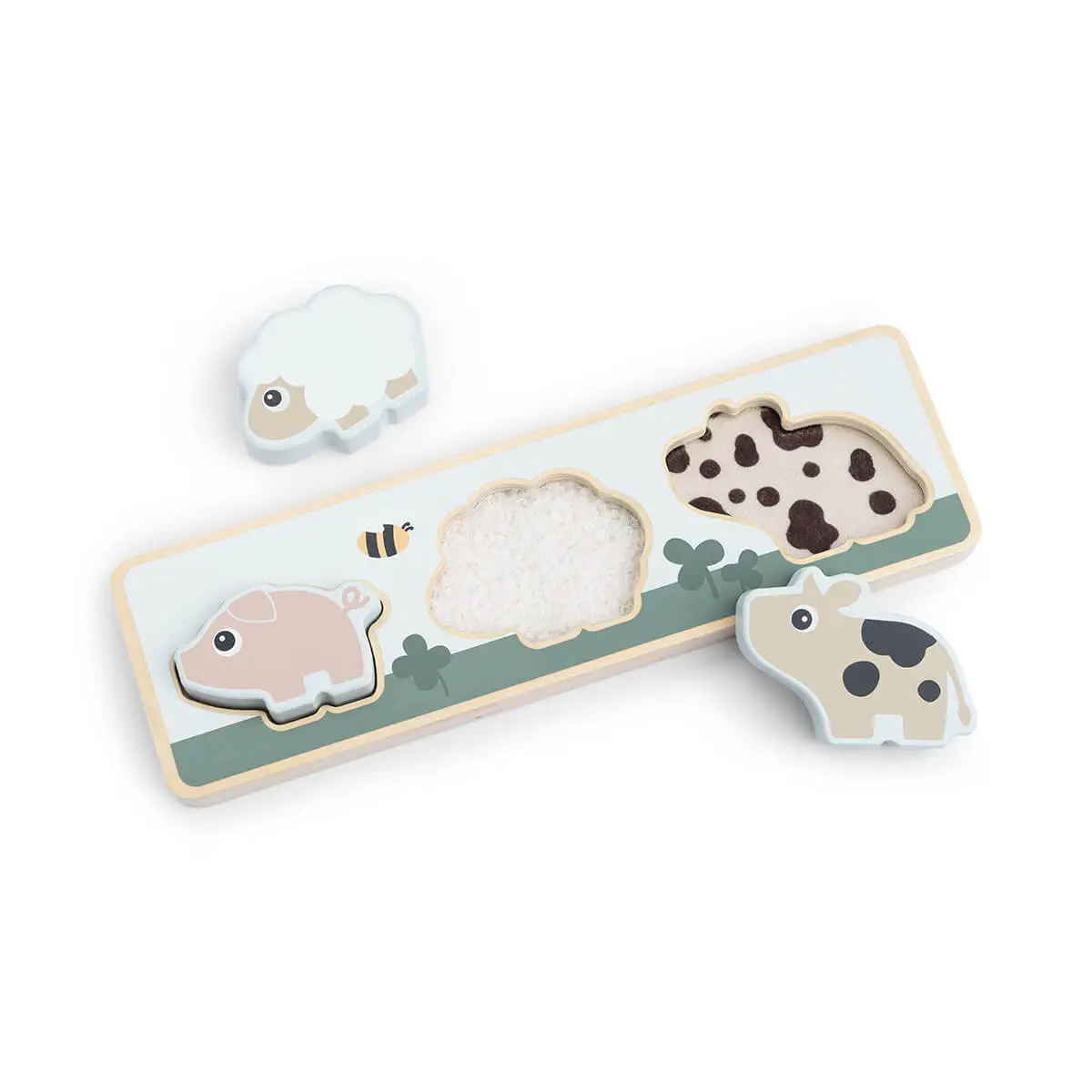 DONE BY DEER Dřevěné puzzle Tiny farm - mix barev