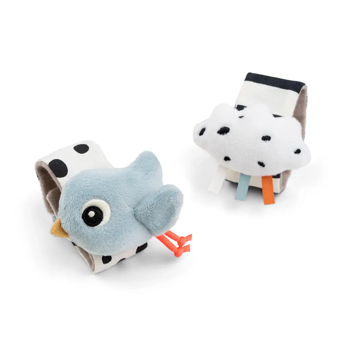 DONE BY DEER Set 2ks chrastítek na zápěstí Happy clouds - modré