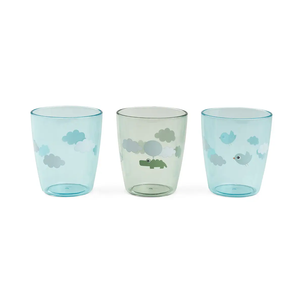 DONE BY DEER Yummy mini skleničky Happy Clouds 3ks -zelené