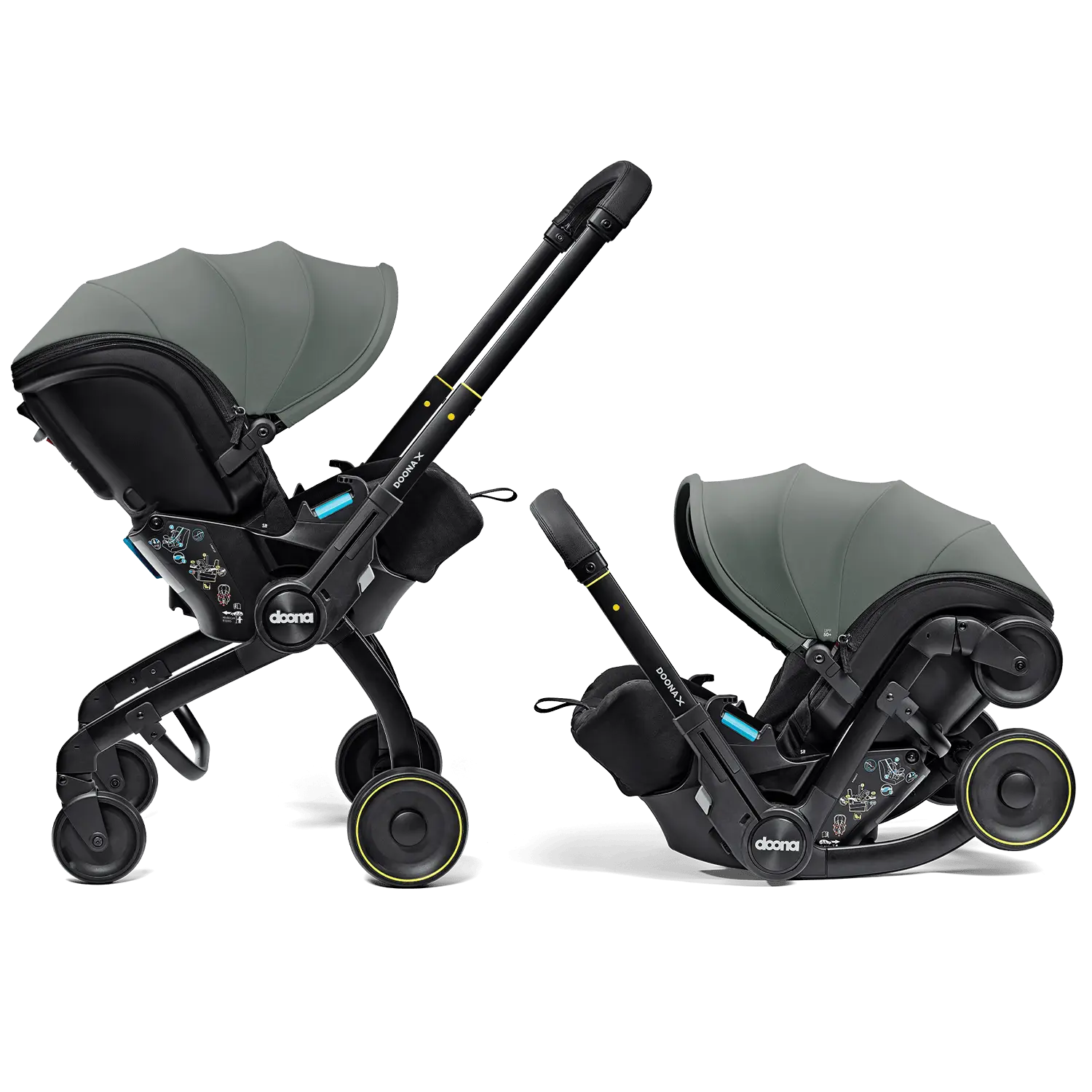 Doona X Autosedačka s integrovaným podvozkom Slate Green