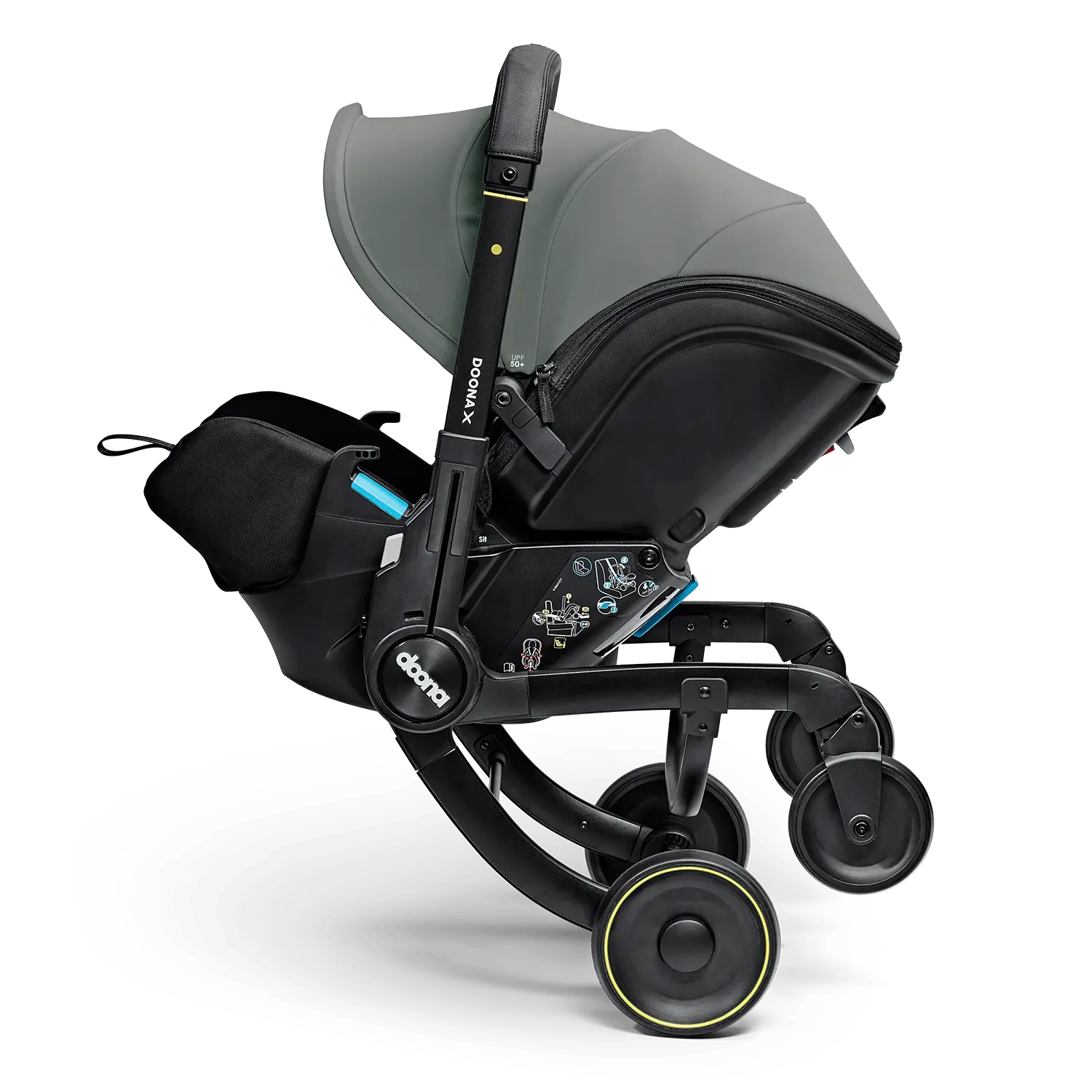 Doona X Autosedačka s integrovaným podvozkom Slate Green