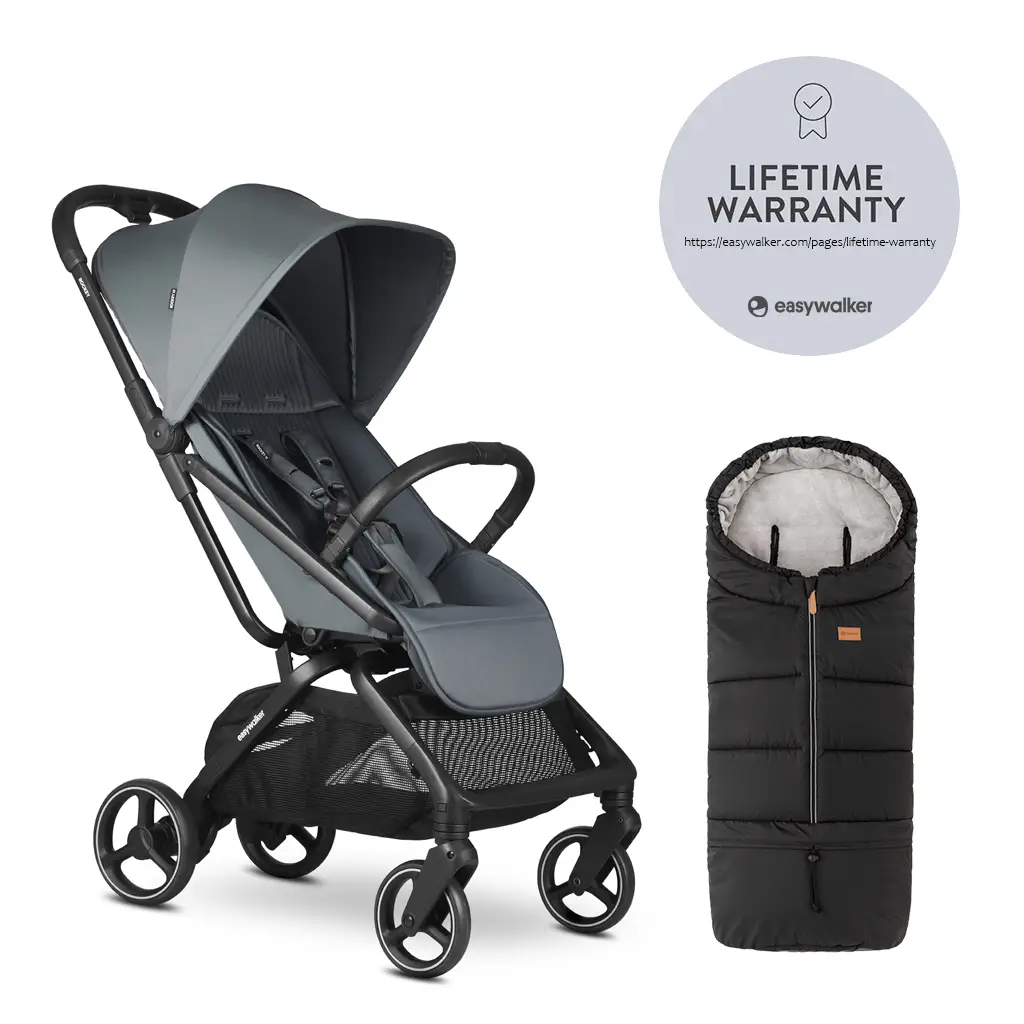 EASYWALKER Kočík športový Rockey M Smooth Grey + PETITE&MARS Fusak Jibot 3v1 Ink Black