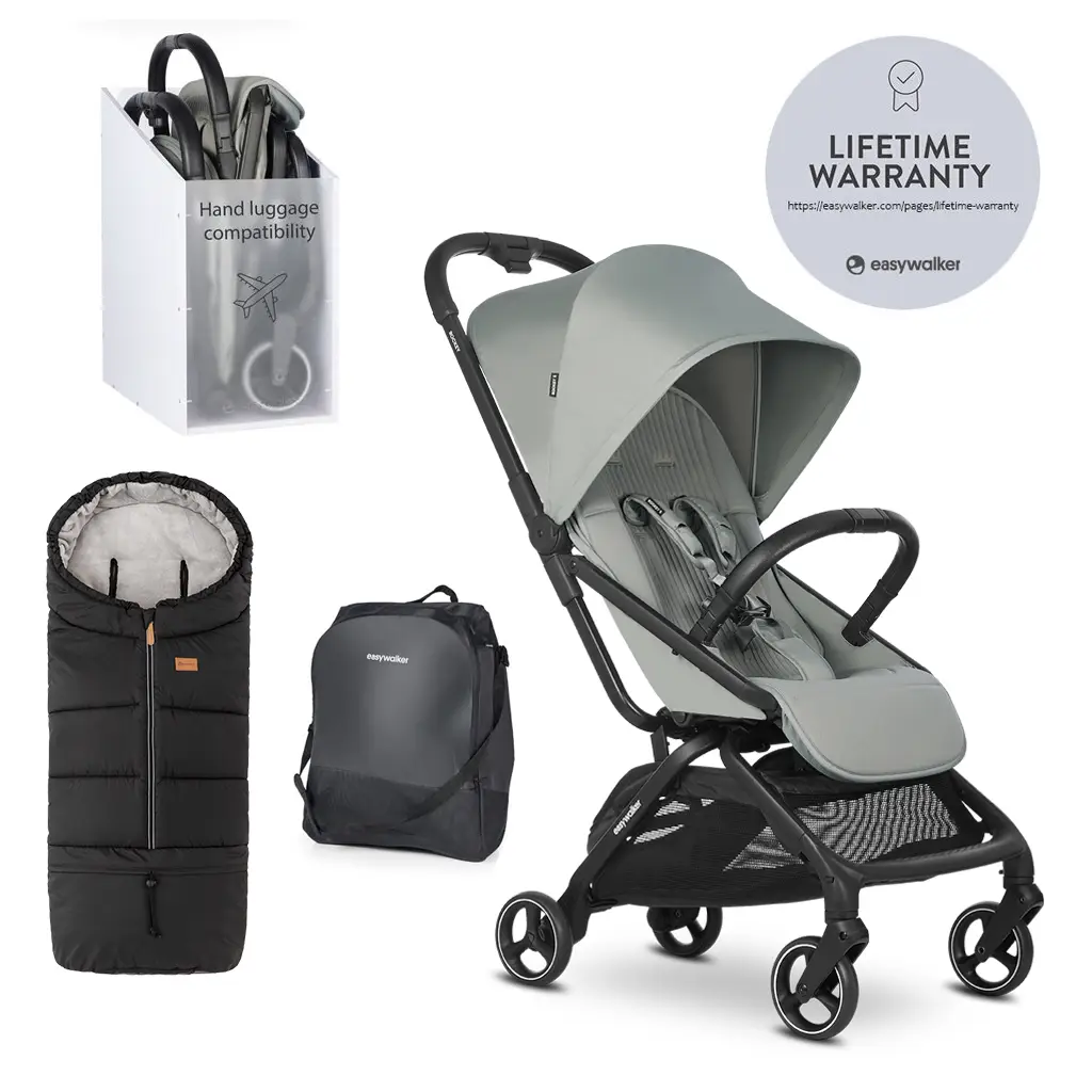 EASYWALKER Kočík športový Rockey S Fresh Green + PETITE&MARS Fusak Jibot 3v1 Ink Black