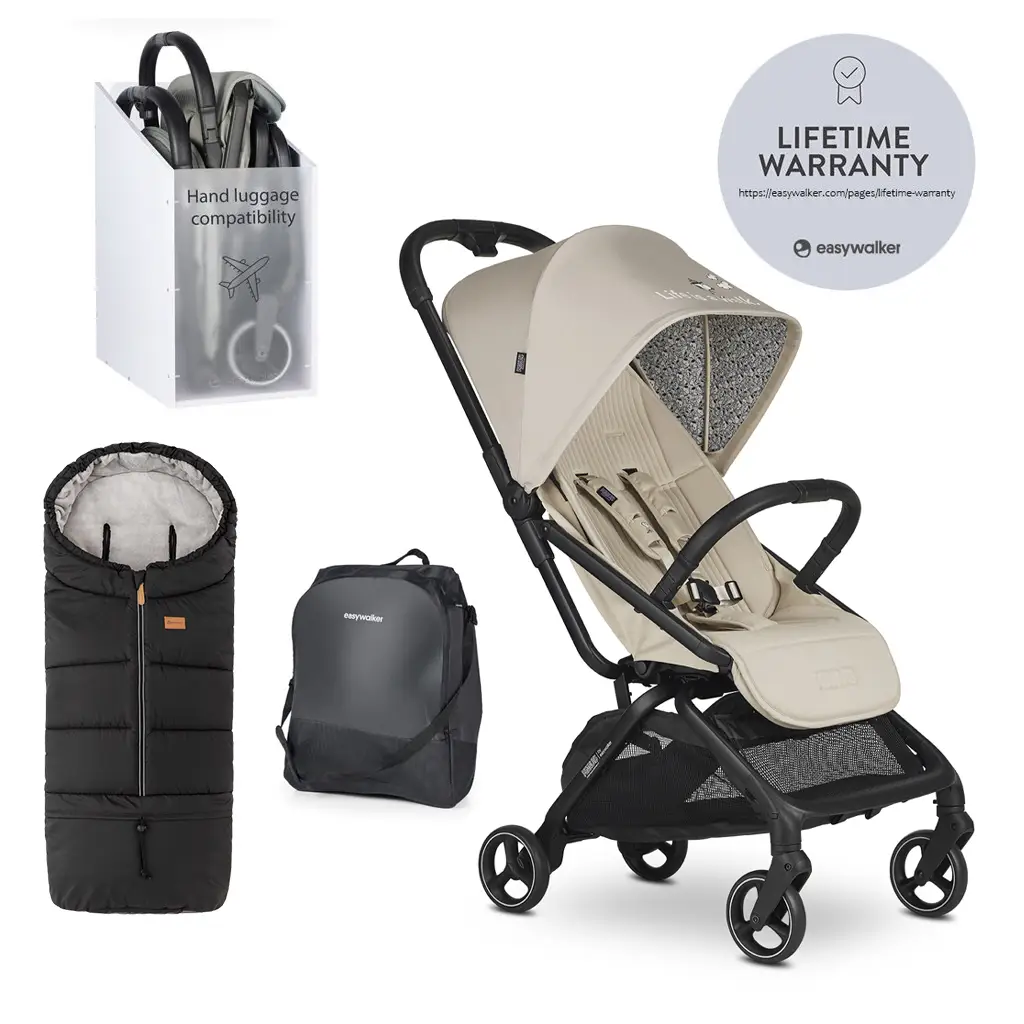 EASYWALKER Kočík športový Rockey S Peanuts Easy + PETITE&MARS Fusak Jibot 3v1 Ink Black